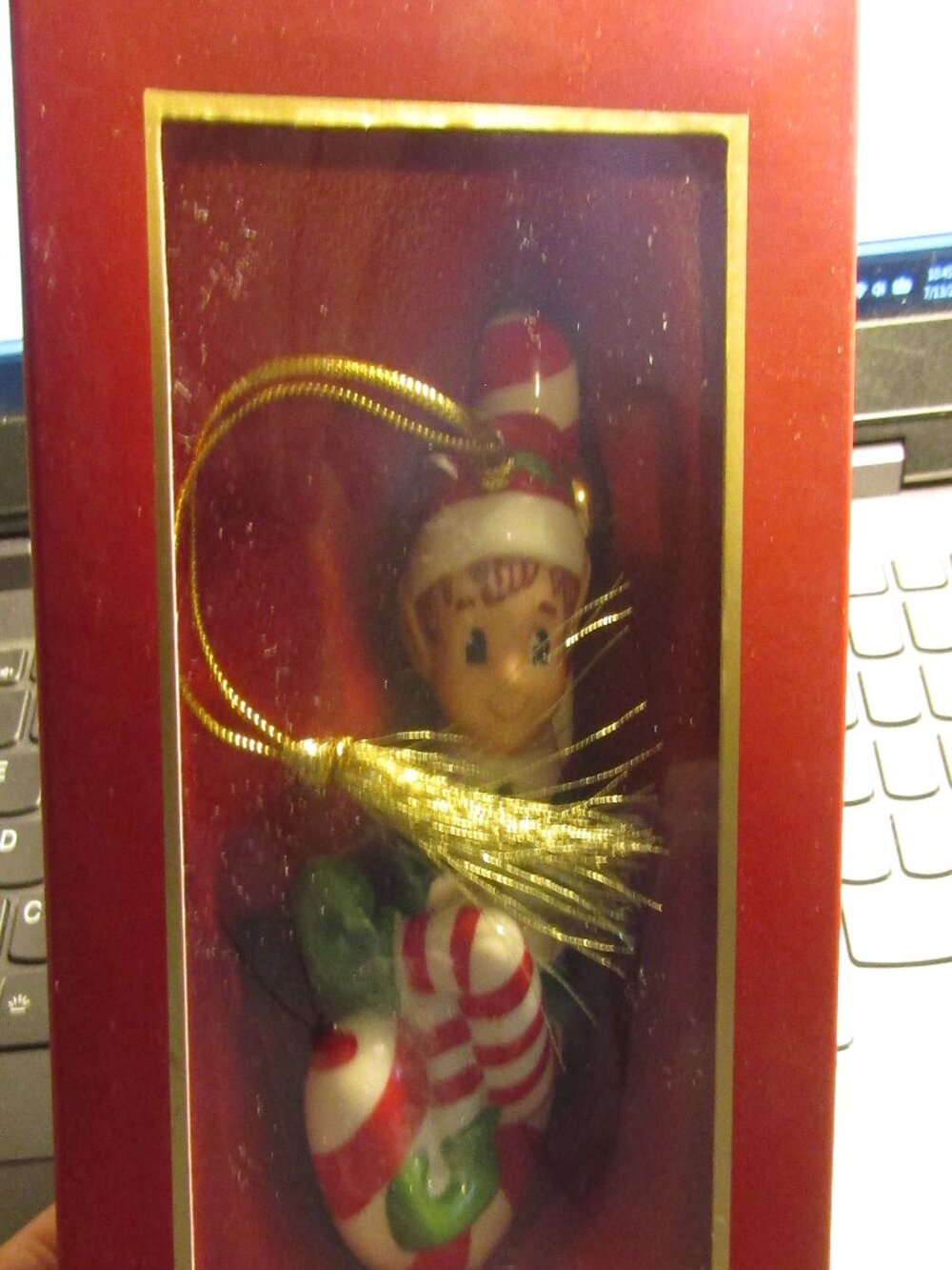 Lenox 896933 New in Box Porcelain CHRISTMAS ELF ON CANDY CANE ORNAMENT 2024